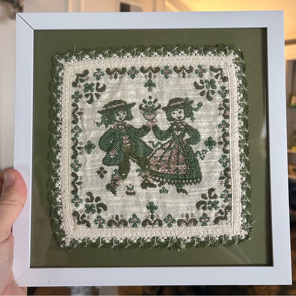 Dutch Austrian Doily Framed Vintage Embroidered Art